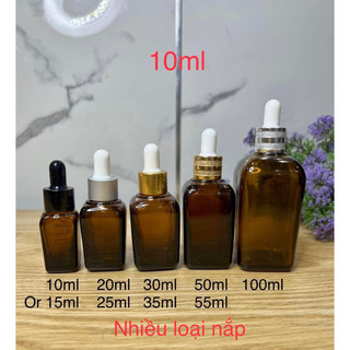 Chai 10ml vuông nâu đựng serum mỹ phẩm tinh dầu