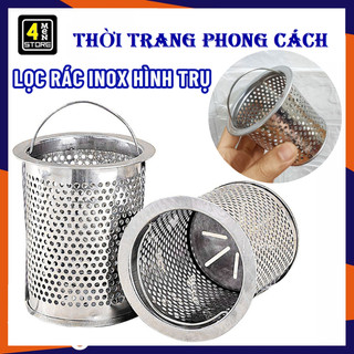 Giỏ lọc rác inox bồn rửa bát có quai hình trụ - dụng cụ lọc rác bồn rửa chén chống tắc nghẽn cống