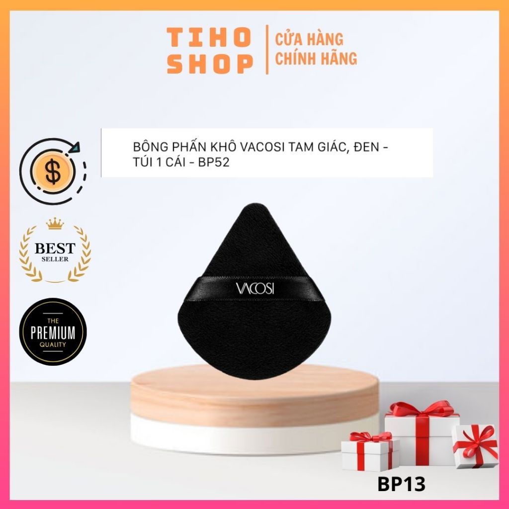 Bông phấn khô tam giác VACOSI ANGLED BLACK PUFF - BP52