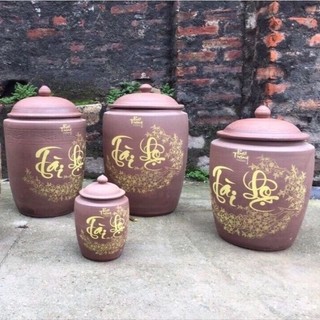 Chum gạo - Hủ gạo - Vò đựng gạo 20kg. Chum đựng gạo Tài Lộc phong thủy. Gốm sứ Bát Tràng chính hãng cao cấp.