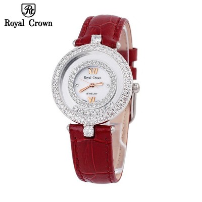Đồng hồ nữ chính hãng dây da Royal Crown 3628 chống nước, đính đá cao cấp đẹp, sang chảnh