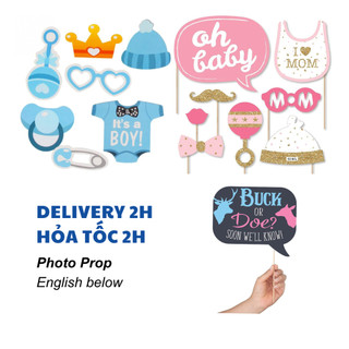  Bộ Phụ Kiện Chụp Hình Tiệc Thông Báo Giới Tính Dự Đoán Giới Tính - Baby Shower Gender Reveal Photo Props TBGT57 