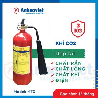 Bình chữa cháy 3kg khí CO2 chuyên dùng cho gia đình, cửa hàng, văn phòng, công ty. Model: MT3