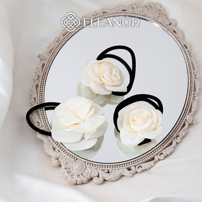 Dây buộc tóc nữ Eleanor Accessories hình hoa hồng trắng dây cột tóc dễ thương phụ kiện tóc 7632