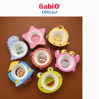 Bát ăn dặm sợi tre babi1, chén ăn dặm sợi tre kháng khuẩn, an toàn cho bé, bát hình thú