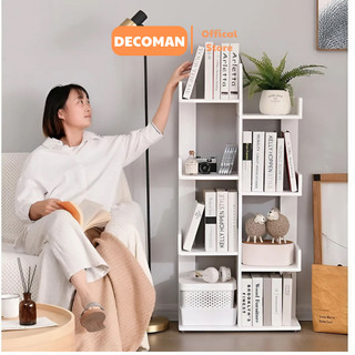 Giá kệ sách đứng hình cây xương rồng 3 4 tầng để đồ thương hiệu DECOMAN, sách vở bằng gỗ MDF cao cấp phủ melamin - H34