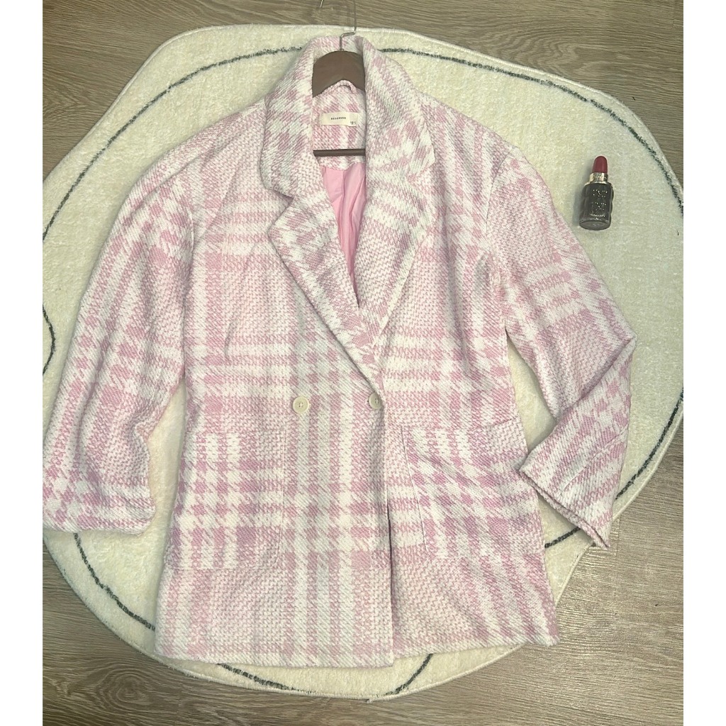 SET BLAZER CHÂN VÁY RESERVED CA RÔ HỒNG TÍM