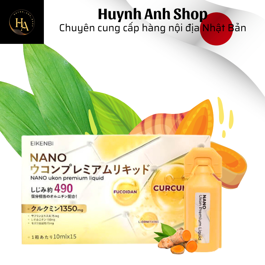 Nước uống tinh chất nghệ Eikenbi Nano Ukon Premium Liquid 1350mg (10ml x 15 tuýp)