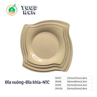 Đĩa vuông- Đĩa khía-Đĩa nhựa màu vàng kem- Đĩa nhựa melamine NTC