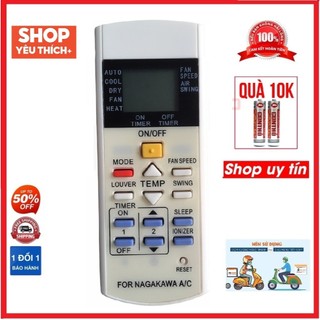 Điều khiển điều hòa Nagakawa loại tốt dùng thay thế cho khiển zin theo máy - Tặng kèm pin - Remote Nagakawa