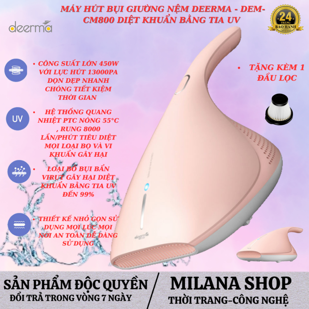 Máy Hút Bụi Giường Nệm Deerma DEM CM800, Lực Hút 13000PA , Diệt Khuẩn Bụi Bẩn Loại Bỏ Côn Trùng·99% Bằng Tia UV