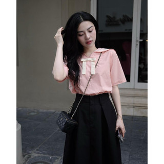 Áo sơ mi thuỷ thủ nữ hồng trắng