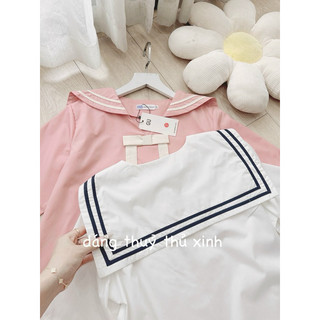 Áo sơ mi thuỷ thủ nữ hồng trắng