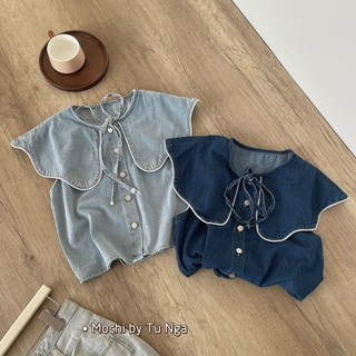 Áo sơ mi jean sát nách cổ lá sen 0389 Ulzzang style 🌸 Hàng Quảng Châu