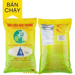 Gạo ST25 ngon nhất thế giới của ÔNG HỒ QUANG CUA dẻo, thơm - túi 5kg date T7