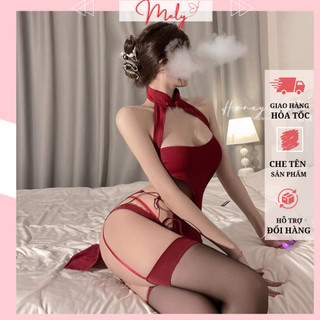 Váy ngủ Sexy phong cách sườn xám đỏ quyến rũ C245