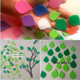 Set 50 lá nhỏ bằng xốp, 2 size, nhiều màu_ Phụ kiện làm thiệp, phong thư, bưu thiếp, bao thư, bao lì xì, giấy mỹ thuật