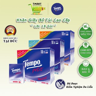 [LỐC 18 GÓI] Khăn giấy bỏ túi cao cấp Tempo Petit - 4 lớp bền dai - Thương hiệu Đức