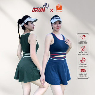 [PICKLEBALL] Bộ CICI Váy 3 Lỗ -Bộ Tập Váy Thể Thao Nữ 2 Lớp, Áo Croptop.Chất Thun Lạnh Cao Cấp -BRUN