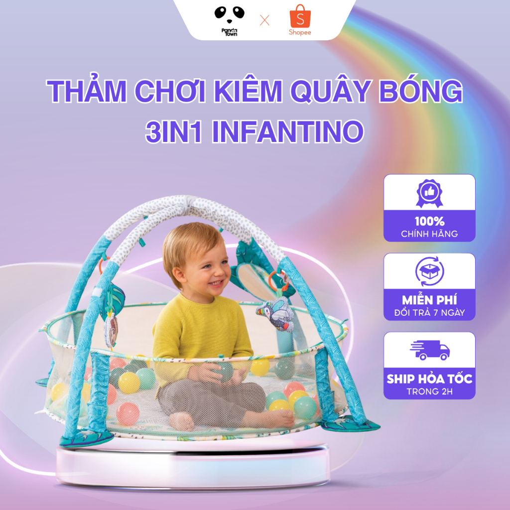 Thảm Chơi Kiêm Quây Bóng 3IN1 INFANTINO Cho Bé Giúp Phát Triển Kỹ Năng Vận Động và Trí Não