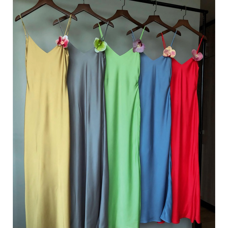 Váy lụa 2 dây basic (không kèm cài hoa) - B2