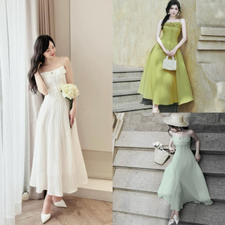 Váy Maxi Gân Đũi Bèo Ngực Điệu Đà Sang Chảnh May 2 Lớp |Váy Đi tiệc đi chơi du lịch | Tiệm Chang Hie