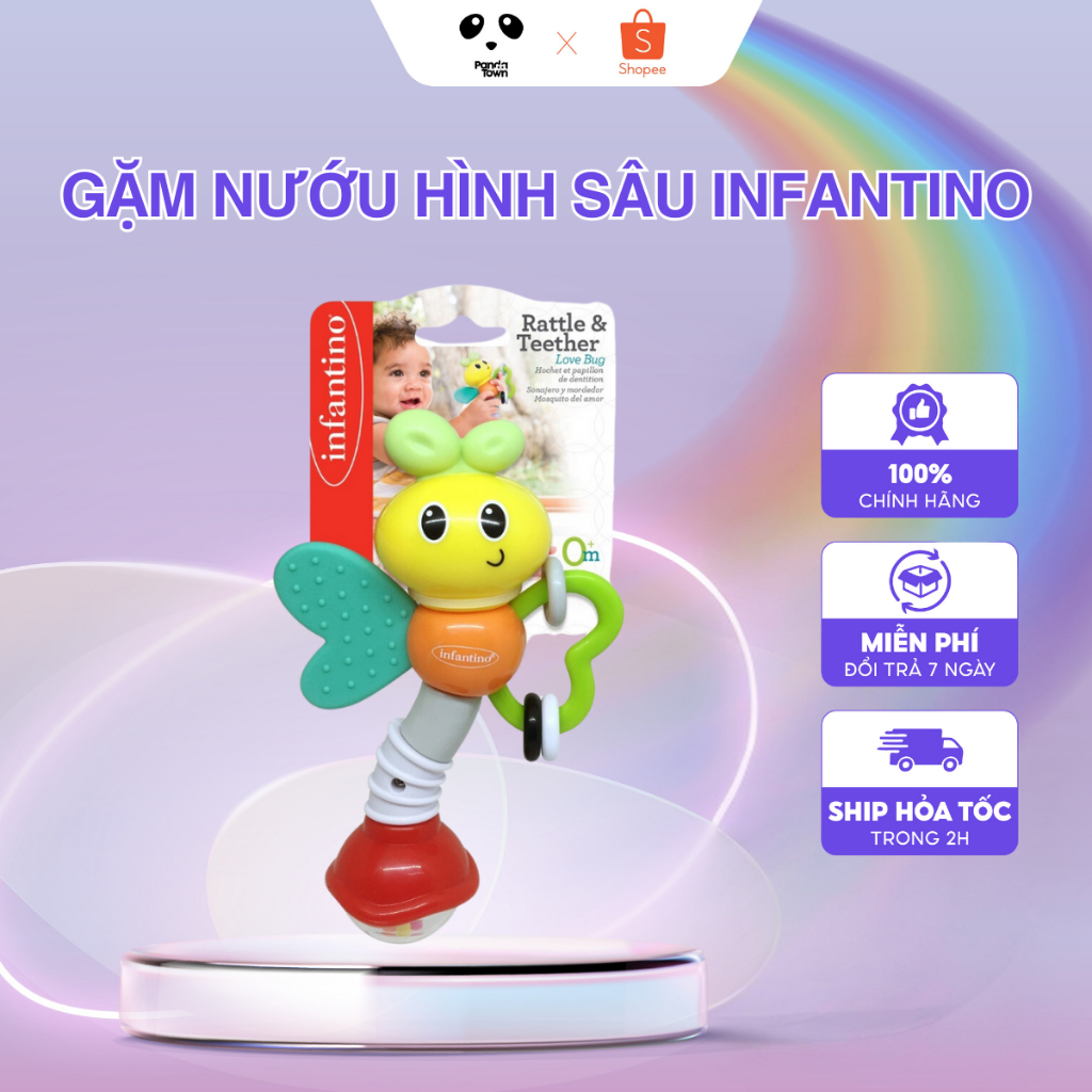 Gặm Nướu Kiêm Đồ Chơi Cho Trẻ Sơ Sinh Love Pug Infantino, Đồ Chơi An Toàn Cho Bé Chất Liệu ABS Cao Cấp