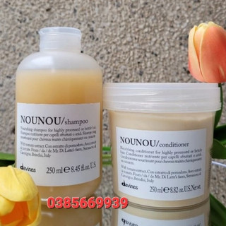 Bộ dầu gội xả davines nounou cho tóc khô hư tổn do uốn nhuộm của ý 250ml