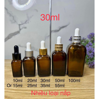 Chai lọ 30ml vuông nâu đựng serum mỹ phẩm tinh dầu