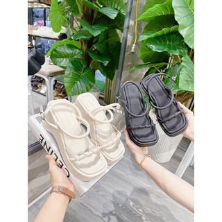 Giày sandal nữ quai dây ống xoắn kiểu siêu hot đế xuồng 7 phân