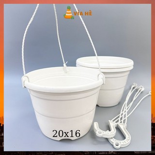 Chậu nhựa treo ban công size lớn 20x16cm, trông hoa cây kiểng