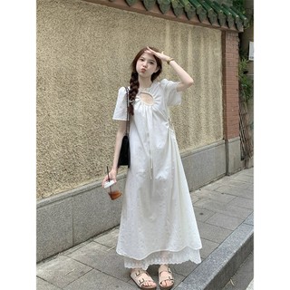 (Order) Váy đầm trắng dài tiểu thư nổi bật mùa hè đi tiệc, du lịch hàng Quảng Châu cao cấp -Yukia Store