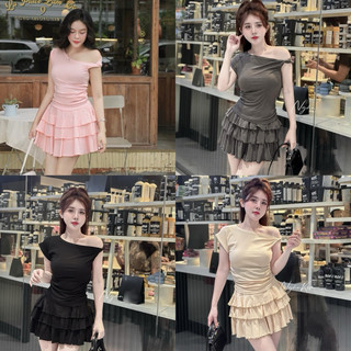 Set áo bẹc vai chân váy tầng 🫶🏻🫶🏻