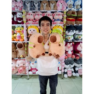 Gấu Bông Capybara Đeo Balo Rùa Đủ Size