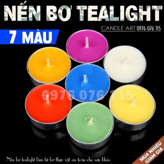1 viên nến bơ organic tealight nhiều màu không khói cháy 3,5-4h - nến bơ tealight cúng dường