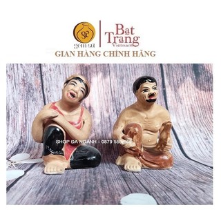 Tượng gốm trang trí Chí Phèo Thị Nở cỡ nhỏ tượng trang trí tiểu cảnh Bát Tràng