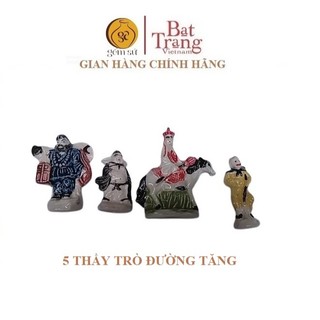 Tượng gốm thầy trò Đường Tăng cỡ S1 siêu nhỏ mẫu trang trí tiểu cảnh Bát Tràng
