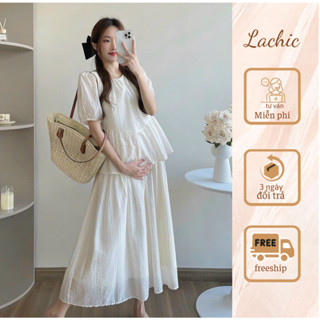  Set váy bầu tiểu thư cộc tay xinh xắn ,gồm áo và chân váy Lachic a 1 