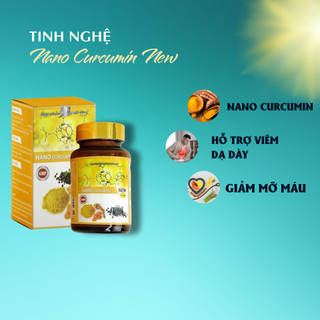Tinh bột nghệ, tinh nghệ Nano curcumin New Lọ 60 viên hỗ trợ trào ngược dạ dày Yasuky Pharma