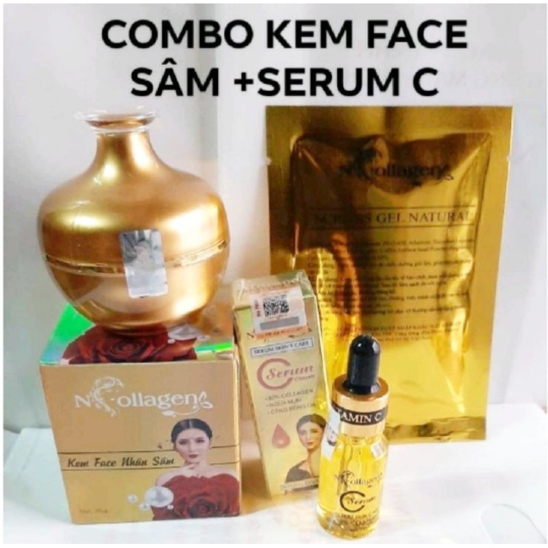 (CHÍNH HÃNG)Com bo serum C+kem sâm ncollagen