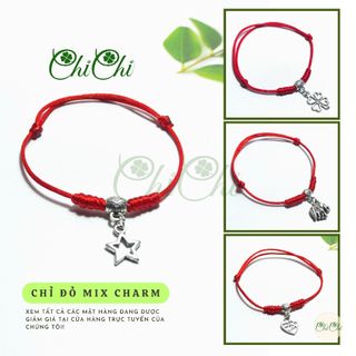 Vòng tay, lắc tay dây chỉ đỏ may mắn mix charm - ms110