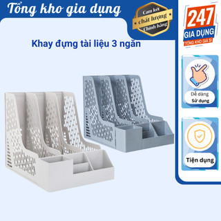 Khay đựng tài liệu 3 ngăn, khay đựng tài liệu nhựa Việt Nhật 5680