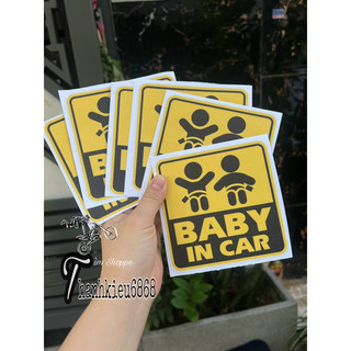 Tem dán baby in car vàng