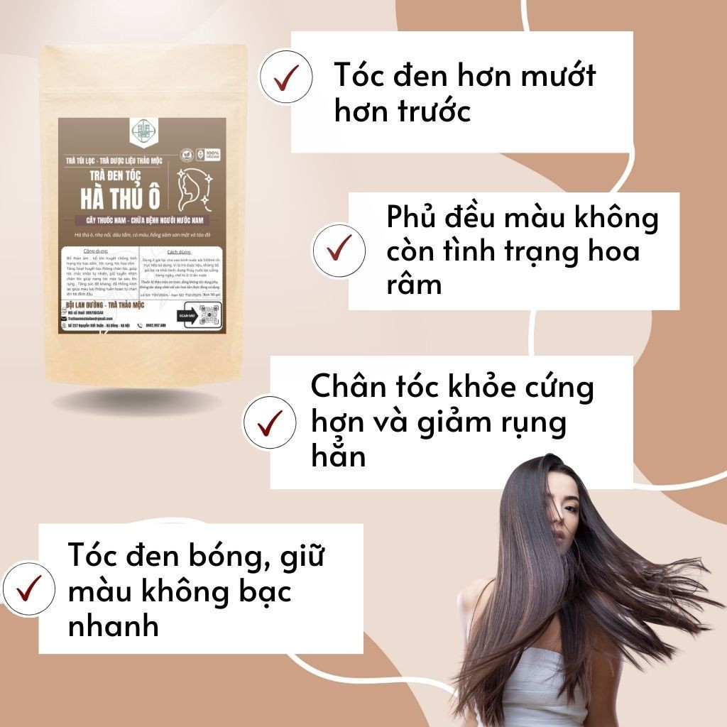 [Hà Thủ Ô] Trà Mọc Tóc, Đen Tóc - Bội Lan Đường - Giúp Cải Thiện Tóc Bạc Sớm, Rụng Tóc, Hói Đầu, Mọc Tóc - túi 50 lọc