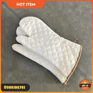 Găng tay vải sợi thô cotton nguyên chất cách nhiệt, chống nóng dùng lò nướng, lò vi sóng