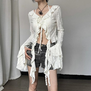 Áo Y2k tua rua dây buộc - ống tay loe phong cách cá tính