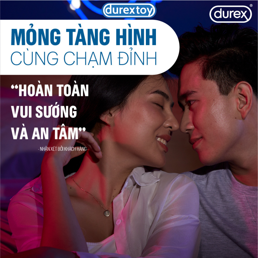Bao cao su Durex Invisible siêu mỏng, bôi trơn size 52mm, hộp 16 bao chính hãng  - Durextoy