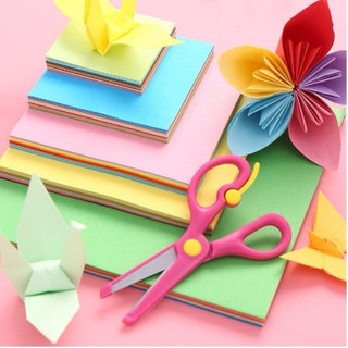 Giấy gấp Origami tệp 100 tờ giấy thủ công gấp hạc, hoa nhiều kích thước HAPPI