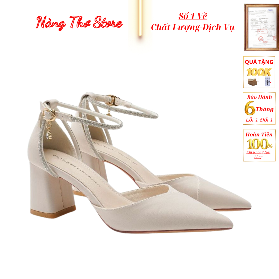 Giầy Cao Gót Nữ Búp Bê Đế Vuông Sang Chảnh Đi Tiệc Tăng 7cm Mã:Th164