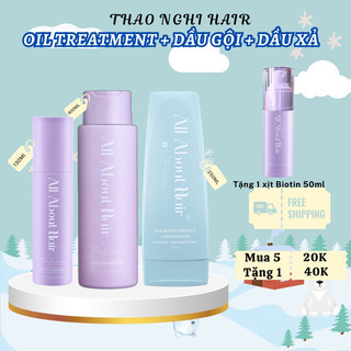 Combo tinh dầu, gội và xả all about hair - chăm sóc tóc mọc tóc giảm rụng chống bết làm phồng tóc